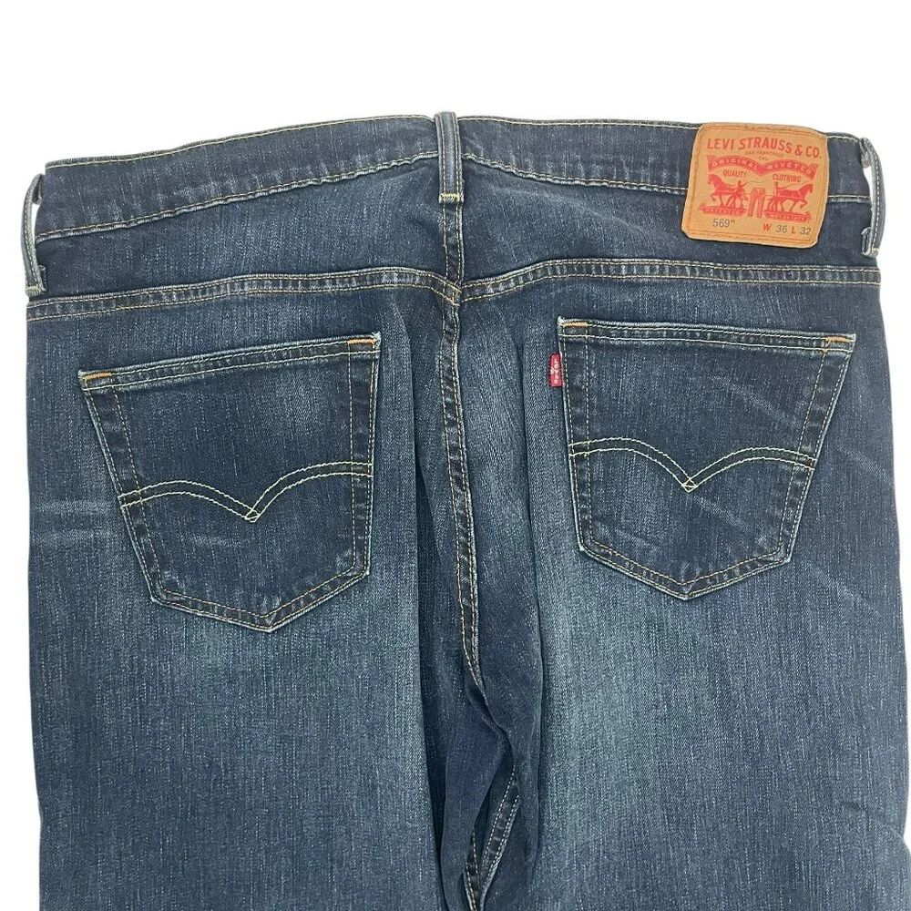 Levi’s 569 Men’s Loose Straight Fit Denim Jeans Size 36x32 Altered Hem to 30”